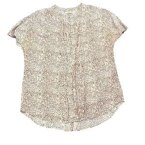 L’Agence Pleated 100% Silk Cream and Black Dot Blouse, size XS/S